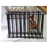 6 Black Metal Fence Panels with Gold Accents