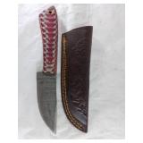 Damascus Steel Fixed Blade Knife with Sheath