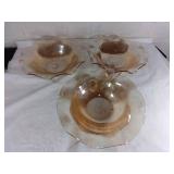 3 Orange Depression Glass Bowls