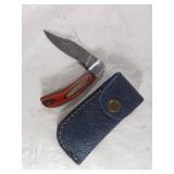 Damascus Folding Knife with Sheath