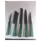 Damascus Steel Chefï¿½s Knife Set with Green Handles