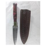 Damascus Dagger with Leather Sheath