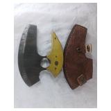 Damascus Rocker Blade Knife with Sheath