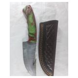 Damascus Gut Hook Knife with Sheath