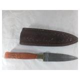 Damascus Steel Dagger with Leather Sheath