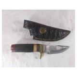 Damascus Steel Knife with Leather Sheath
