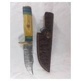 Damascus Steel Knife with Sheath