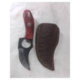 Damascus Skinning Knife with Leather Sheath