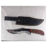 Handcrafted Damascus Knife with Leather Sheath