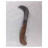 Damascus Hawkbill Knife with Wood Handle