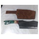 Damascus Steel Butcher Knife with Sheath