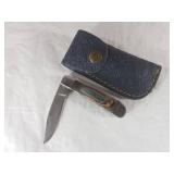 Damascus Folding Knife with Sheath