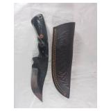 Damascus Steel Knife with Leather Sheath