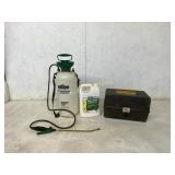 Sprayer, Herbicide, and Plastic Tackle Box Set