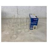 11 Clear Cylindrical Glass Vessels and Toner Cartr