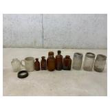 11 Assorted Glass Bottles and Jars