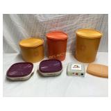 Seven Vintage Plastic Storage Containers