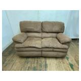 Two-Seat Reclining Sofa in Brown Microfiber