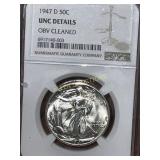 1947 D Walking Liberty Half Dollar, 90% Silver