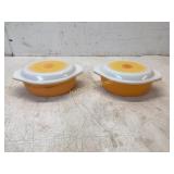 4 Pyrex Sunflower Casserole Dishes with Lids