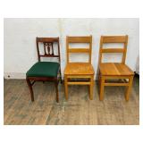Three Mixed Wooden Dining Chairs