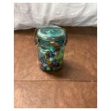 Glass Jar with Multicolored Marbles
