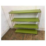 Green Metal and Wood Four-Shelf Unit