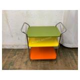 Three-Tier Chrome-Bar Cart with Plastic Trays