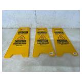 3 Yellow Wet Floor Signs