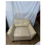 Oversized Beige Leather Armchair