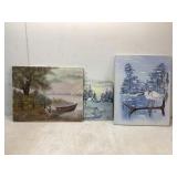3 Signed Landscape Paintings on Canvas