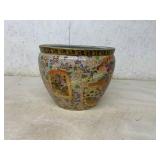 Chinese Porcelain Fishbowl Planter with Floral Mot