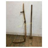 Wooden Scythe and Wooden Mallet