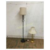 Metal Floor Lamp and Brass Table Lamp