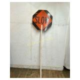 Double-Sided Stop/Slow Octagonal Sign on Pole