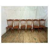 6 Wooden Spindle-Back Dining Chairs