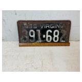 1953 Virginia License Plate 391-682