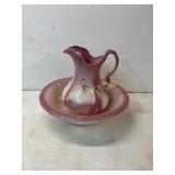 Pink Ceramic Pitcher and Basin Set