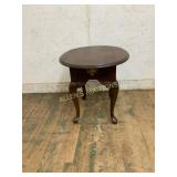 Oval Mahogany Side Table with Single Drawer