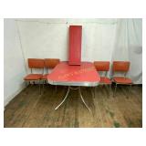 Red Formica Table with Extension Leaf and 4 Chairs