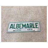 1990 Albemarle License Plate