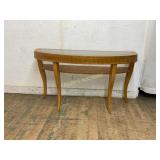 Wood Demilune Console Table with Glass Top