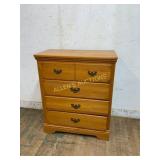 Five-Drawer Wooden Chest with Brass Handles