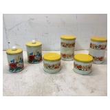 6 Floral Tin Canisters with Lids
