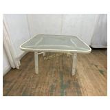 Square Glass-Top Patio Table with Metal Frame