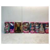 8 Barbie Dolls in Damaged Packaging