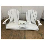 White Adirondack Porch Swing with Cupholders