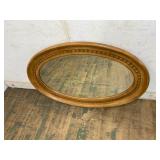 Oval Beveled Wood-Framed Mirror