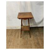 Wooden Two-Tier Side Table with Turned Legs