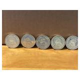 Five Mexican 5 Peso Silver Coins